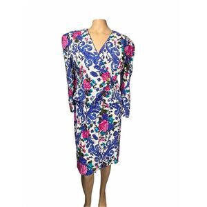 Act I New York Vintage Floral Blazer & Skirt Set Size 14 Made in USA